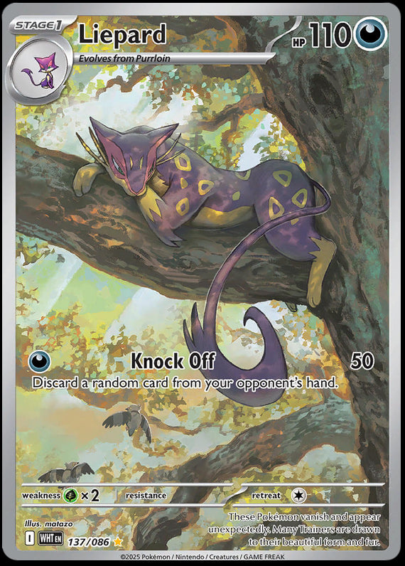 Liepard (137/86) Scarlet and Violet White Flare Illustration Rare Pokemon Card TCG