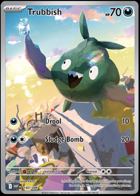 Trubbish (140/86) Scarlet and Violet White Flare Illustration Rare Pokemon Card TCG