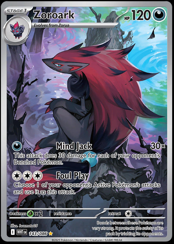 Zoroark (143/86) Scarlet and Violet White Flare Illustration Rare Pokemon Card TCG
