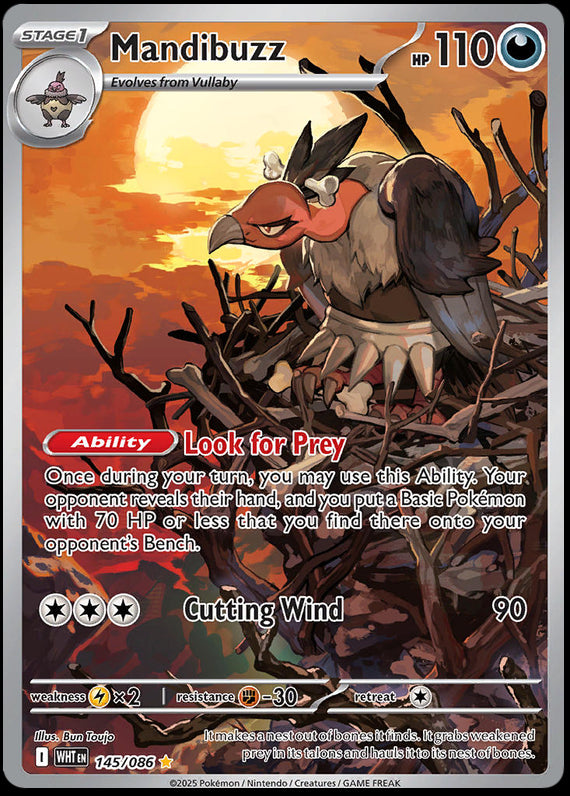 Mandibuzz (145/86) Scarlet and Violet White Flare Illustration Rare Pokemon Card TCG