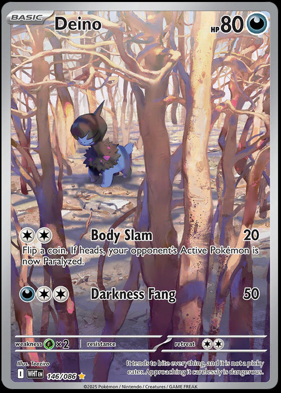 Deino (146/86) Scarlet and Violet White Flare Illustration Rare Pokemon Card TCG