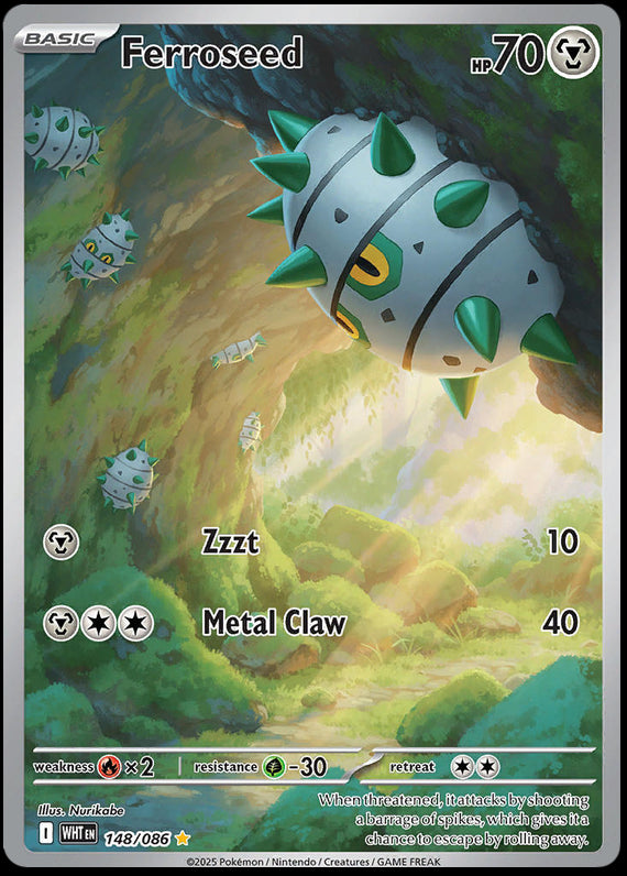 Ferroseed (148/86) Scarlet and Violet White Flare Illustration Rare Pokemon Card TCG