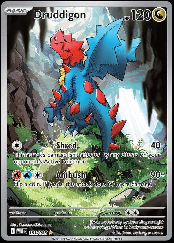 Druddigon (151/86) Scarlet and Violet White Flare Illustration Rare Pokemon Card TCG