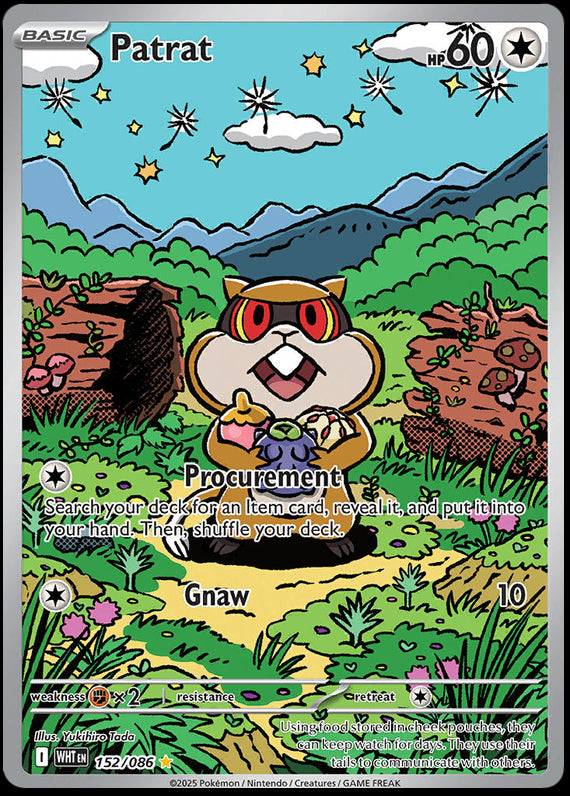 Patrat (152/86) Scarlet and Violet White Flare Illustration Rare Pokemon Card TCG