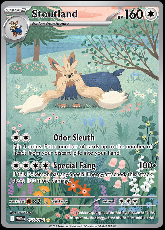 Stoutland (156/86) Scarlet and Violet White Flare Illustration Rare Pokemon Card TCG