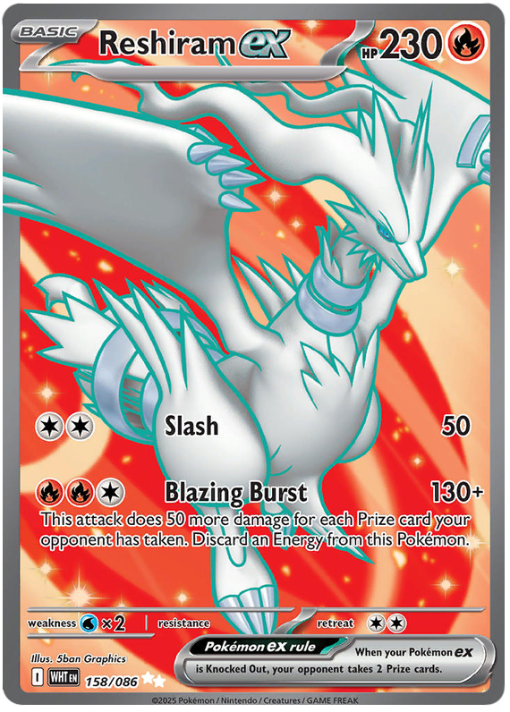 ultra rare reshiram card Reshiram ex (158/86) Scarlet and Violet White Flare Ultra Rare Pokemon – Kawaii Collector