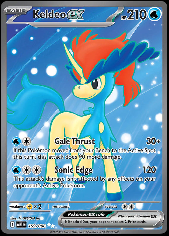 Keldeo ex (159/86) Scarlet and Violet White Flare Ultra Rare Pokemon Card TCG