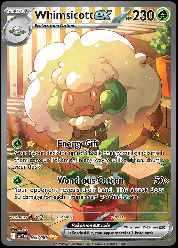Whimsicott ex (165/86) Scarlet and Violet White Flare Special Illustration Rare Pokemon Card TCG