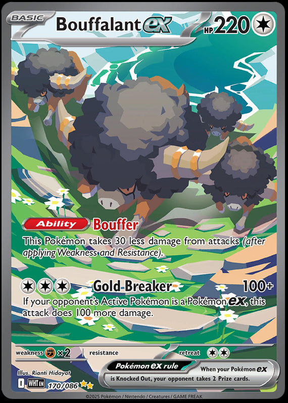 Bouffalant ex (170/86) Scarlet and Violet White Flare Special Illustration Rare Pokemon Card TCG