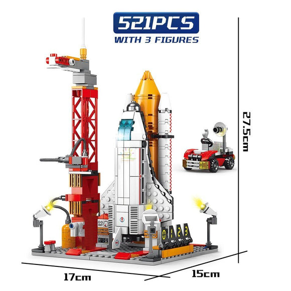 Space Aviation Manned Rocket Building Blocks - 521 Piece with 3 Figures
