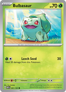 Bulbasaur 001/165 SV 151 Set Common Pokemon Card TCG Near Mint