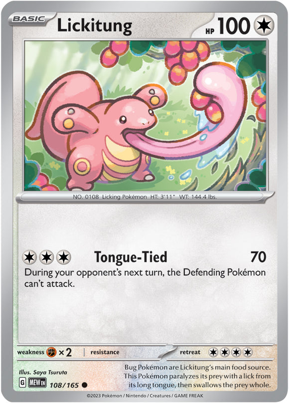 Lickitung 108/165 SV 151 Set Common Pokemon Card TCG Near Mint