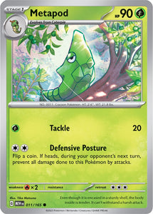 Metapod 011/165 SV 151 Set Common Pokemon Card TCG Near Mint