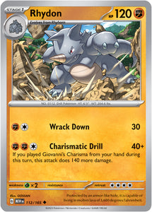 Rhydon 112/165 SV 151 Set Uncommon Pokemon Card TCG Near Mint