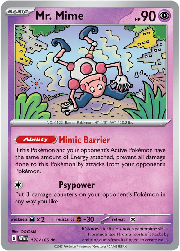 Mr. Mime 122/165 SV 151 Set Holo Rare Pokemon Card TCG Near Mint