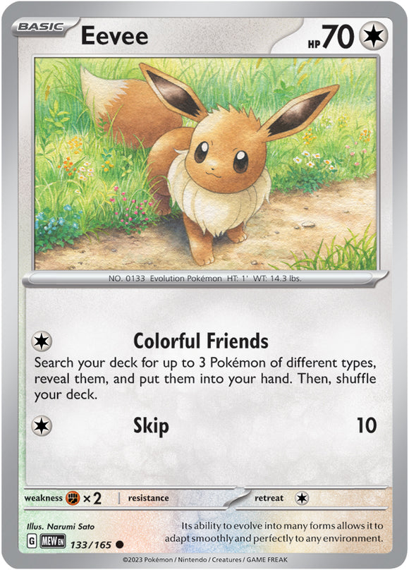 Eevee 133/165 SV 151 Set Common Pokemon Card TCG Near Mint