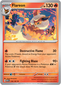 Flareon 136/165 SV 151 Set Holo Rare Pokemon Card TCG Near Mint