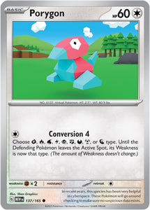 Porygon 137/165 SV 151 Set Common Pokemon Card TCG Near Mint