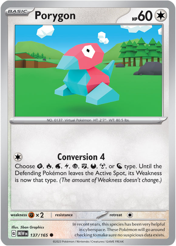 Porygon 137/165 SV 151 Set Common Pokemon Card TCG Near Mint