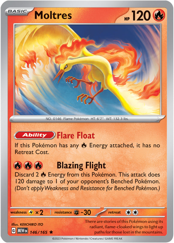 Moltres 146/165 SV 151 Set Holo Rare Pokemon Card TCG Near Mint