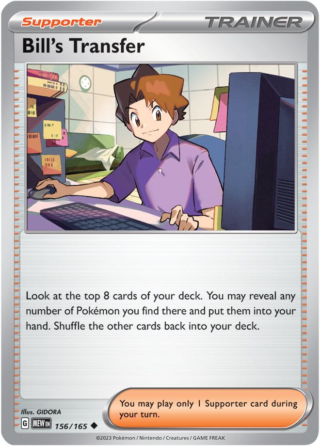 Bill's Transfer 156/165 SV 151 Set Uncommon Trainer Pokemon Card TCG ...
