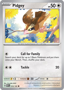 Pidgey 016/165 SV 151 Set Common Pokemon Card TCG Near Mint