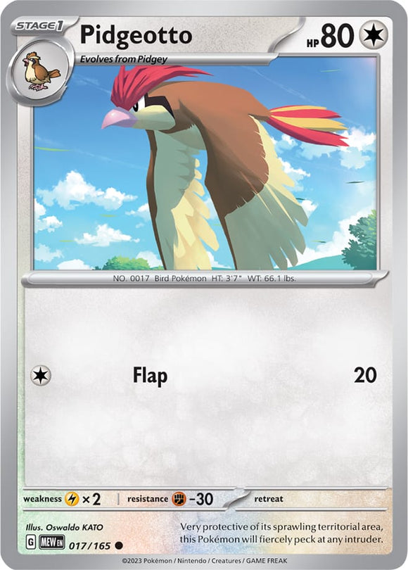 Pidgeotto 017/165 SV 151 Set Common Pokemon Card TCG Near Mint