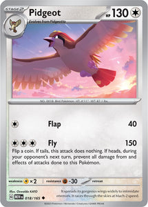 Pidgeot 018/165 SV 151 Set Uncommon Pokemon Card TCG Near Mint