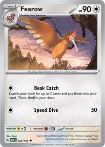 Fearow 022/165 SV 151 Set Uncommon Pokemon Card TCG Near Mint