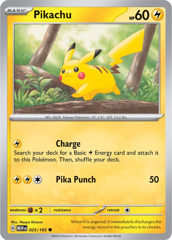 Pikachu 025/165 SV 151 Set Common Pokemon Card TCG Near Mint