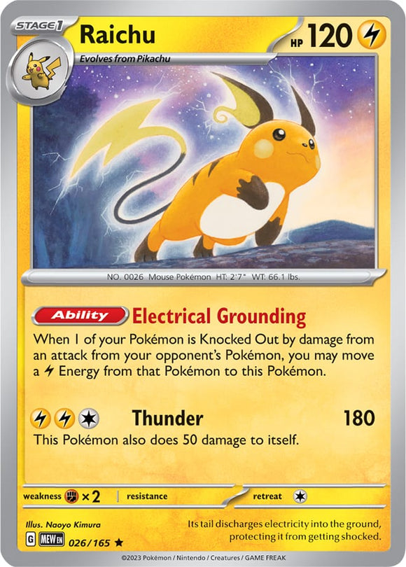 Raichu 026/165 SV 151 Set Holo Rare Pokemon Card TCG Near Mint