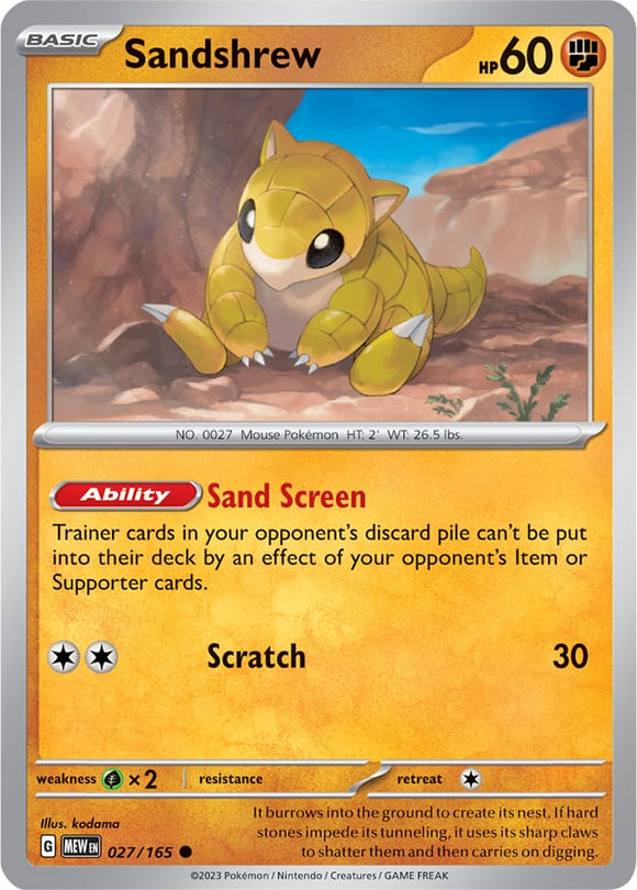 Sandshrew 027/165 SV 151 Set Common Pokemon Card TCG Near Mint