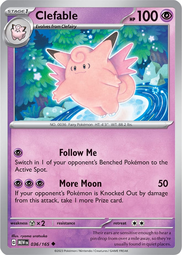 Clefable 036/165 SV 151 Set Uncommon Pokemon Card TCG Near Mint