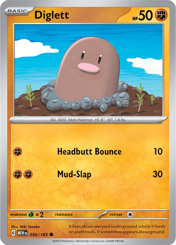 Diglett 050/165 SV 151 Set Common Pokemon Card TCG Near Mint