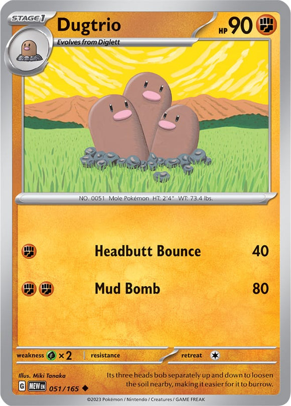 Dugtrio 051/165 SV 151 Set Uncommon Pokemon Card TCG Near Mint