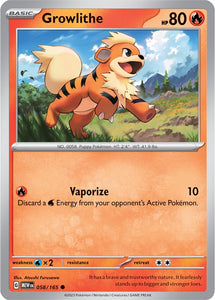 Growlithe 058/165 SV 151 Set Common Pokemon Card TCG Near Mint