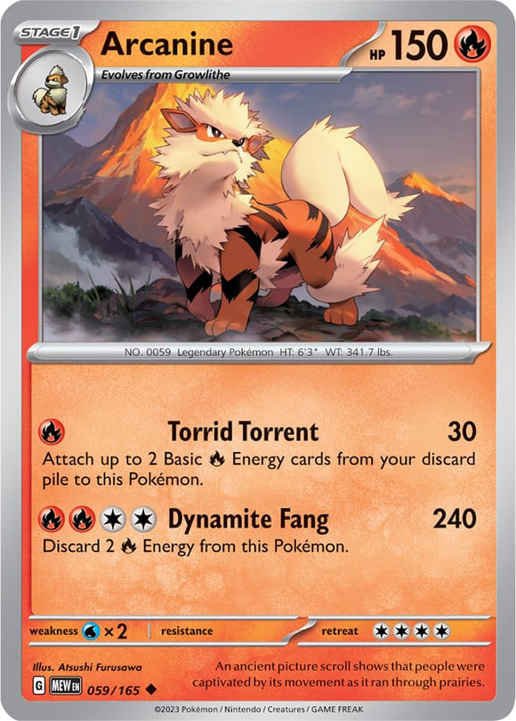 Arcanine 059/165 SV 151 Set Uncommon Pokemon Card TCG Near Mint