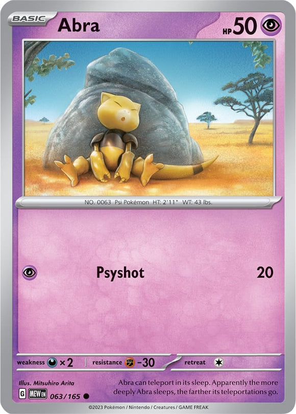 Abra 063/165 SV 151 Set Common Pokemon Card TCG Near Mint