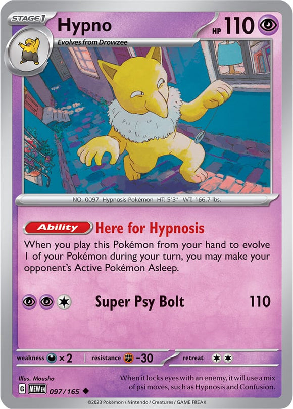 Hypno 097/165 SV 151 Set Uncommon Pokemon Card TCG Near Mint