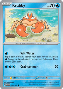 Krabby 098/165 SV 151 Set Common Pokemon Card TCG Near Mint