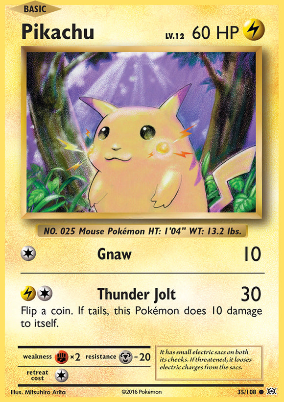 Pikachu 35/108 XY Evolutions Common Pokemon Card TCG