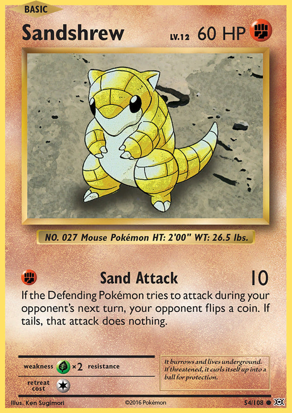 Sandshrew 54/108 XY Evolutions Common Pokemon Card TCG