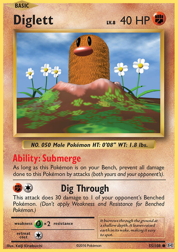 Diglett 55/108 XY Evolutions Common Pokemon Card TCG