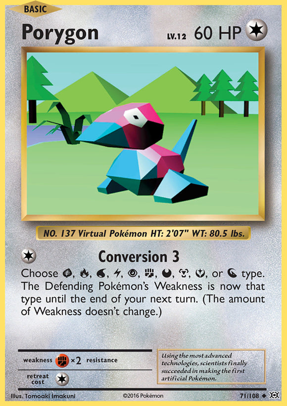 Porygon 71/108 XY Evolutions Uncommon Pokemon Card TCG