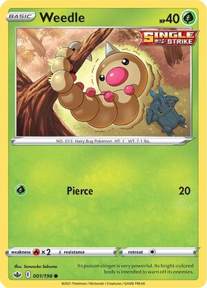 Weedle 1/198 SWSH Chilling Reign Common Pokemon Card TCG Near Mint