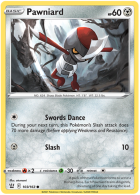 Pawniard 103/163 SWSH Battle Styles Common Pokemon Card TCG