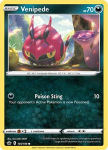 Venipede 105/198 SWSH Chilling Reign Common Pokemon Card TCG Near Mint