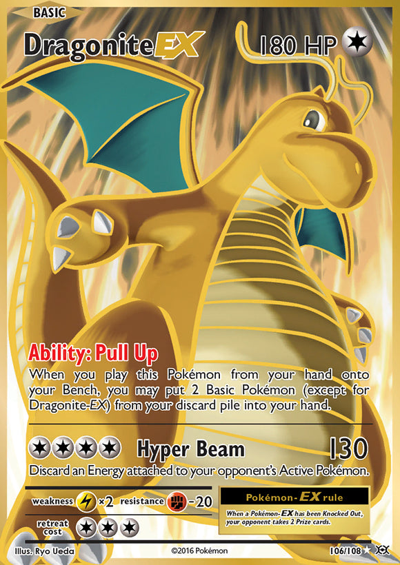 Dragonite EX 106/108 XY Evolutions Ultra Rare Full Art Holo Pokemon Card TCG