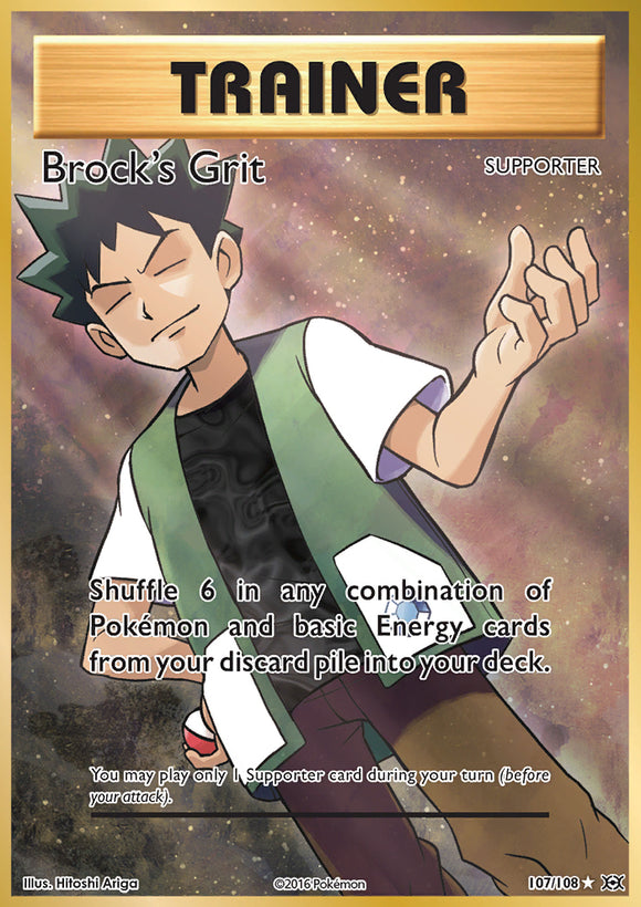 Brock's Grit 107/108 XY Evolutions Ultra Rare Full Art Holo Pokemon Card TCG