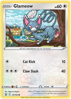 Glameow 115/163 SWSH Battle Styles Common Pokemon Card TCG